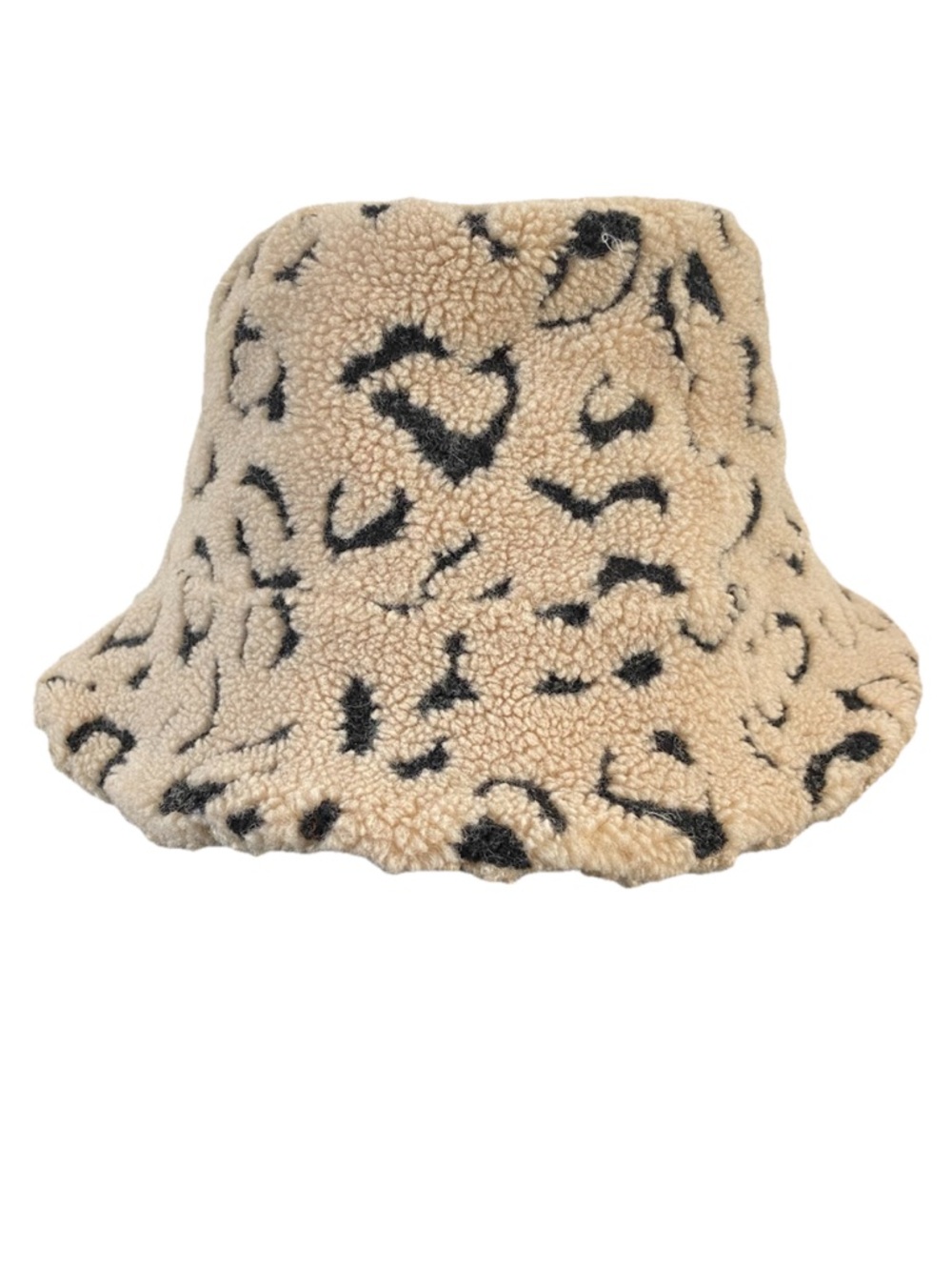Soft Surroundings Sherpa Leopard Print Bucket Hat Beige & Black Women’s One Size